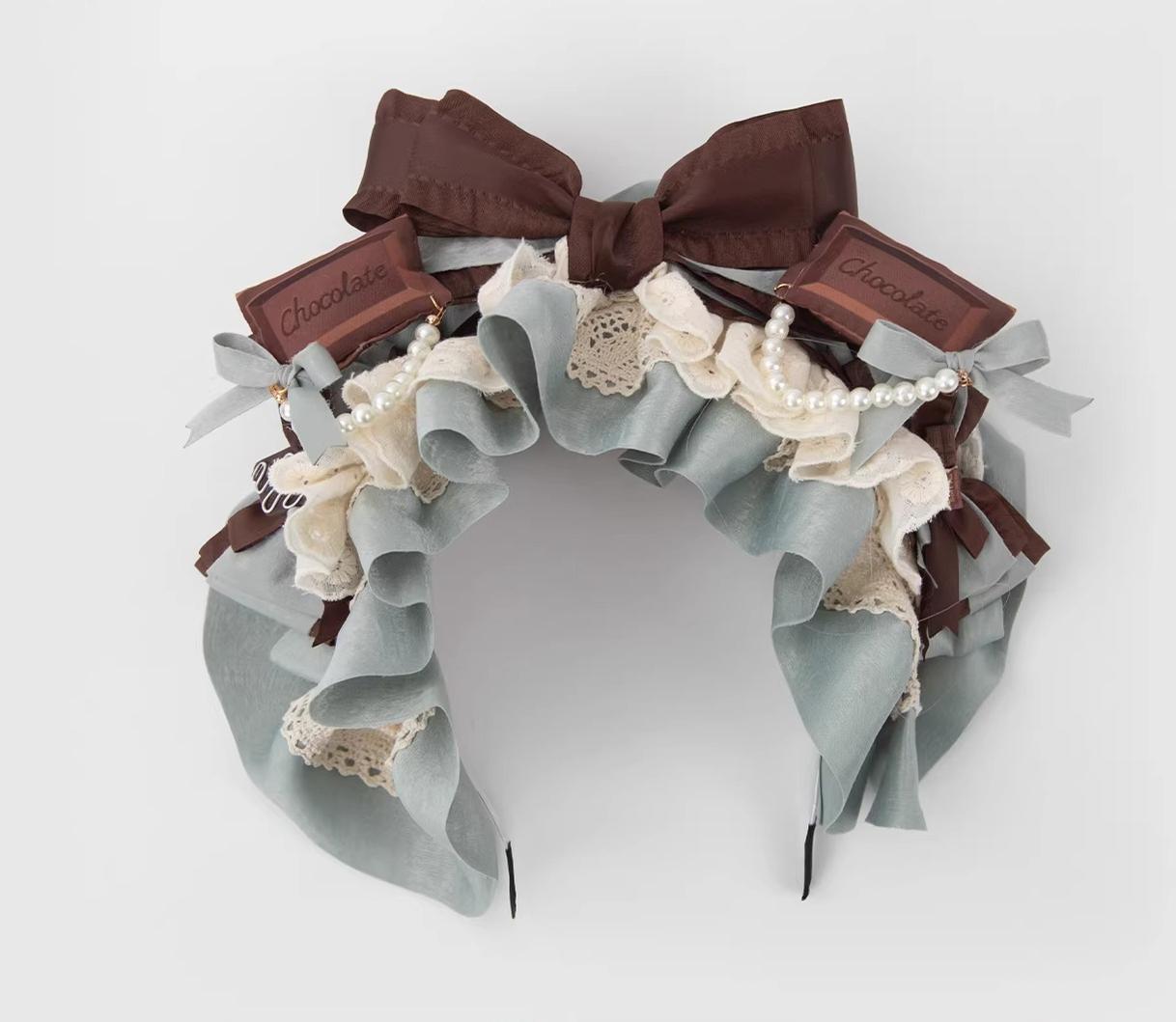 Mint Chocolate Puff - Lolita Cake Inspired Mini Top Hat, Large Bow KC