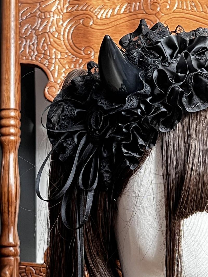 MAID - Gothic Lolita Halloween KC Devil Horn Hairband Customizable Color