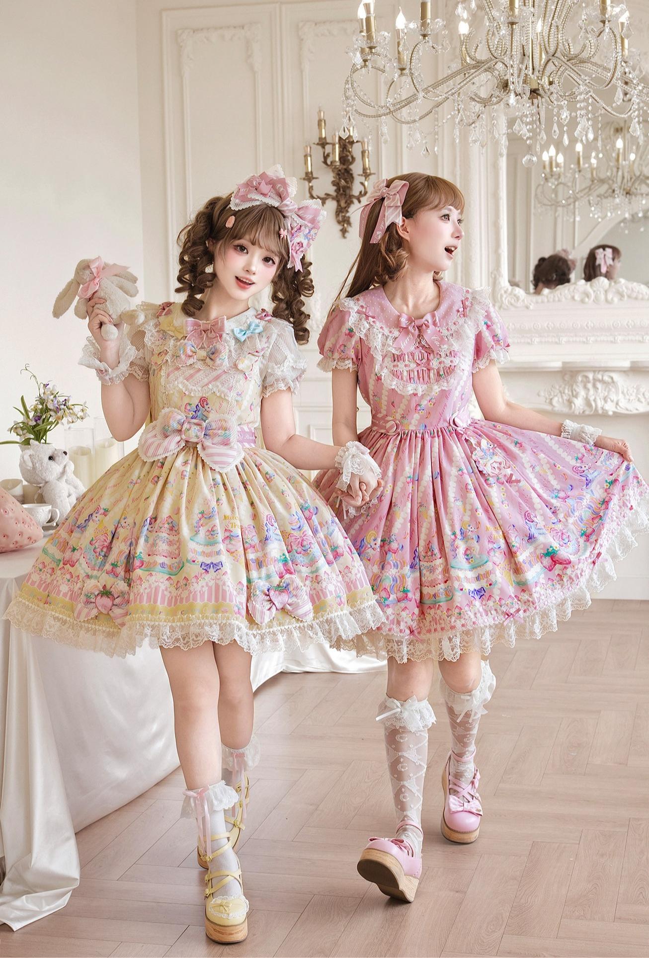 Macaron - Printed Sweet Lolita OP Dress, Old School Lolita JSK Available