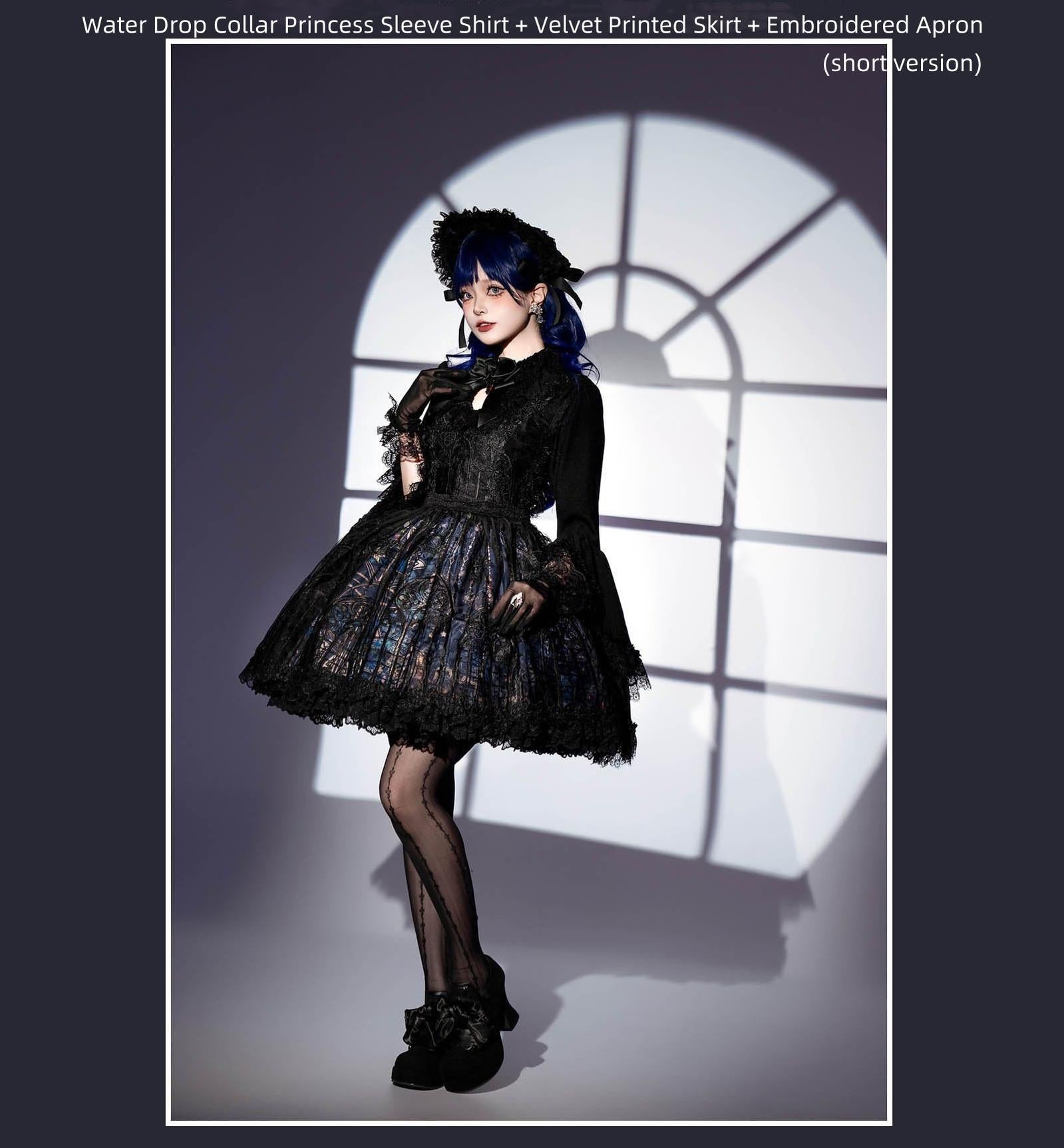 SUSIN - Night Traveler - Classic and Elegant Gothic Dress with Colorful Window Prints 39250:628566