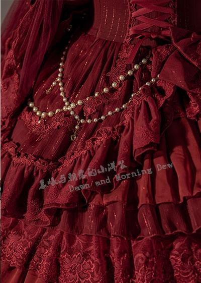 Dawn and Morning - Classic Lolita Accessories Elegant Lolita Headdress Waist chain only Red