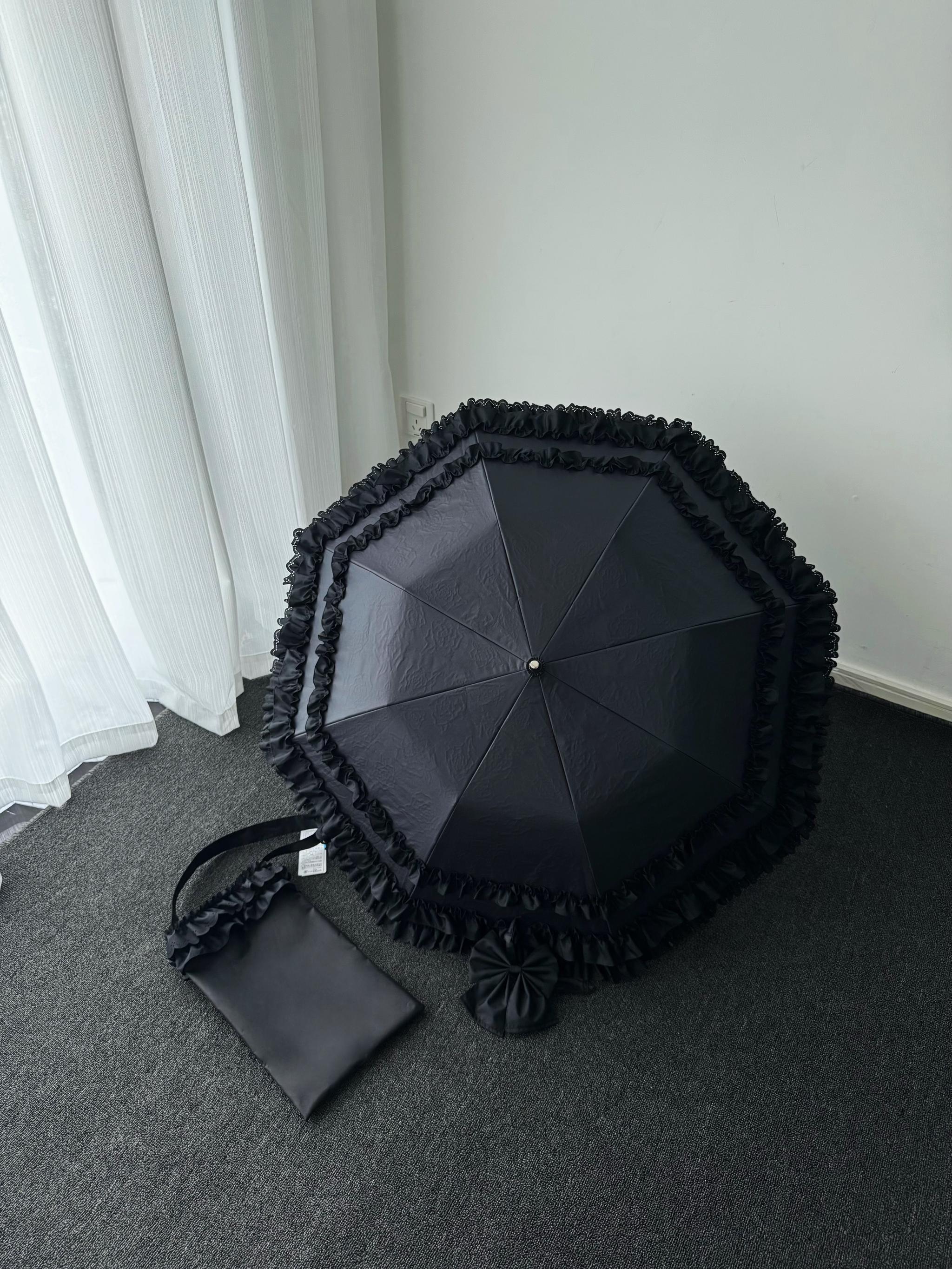 Classic Lolita Foldable Sunscreen Parasol with Ruffles