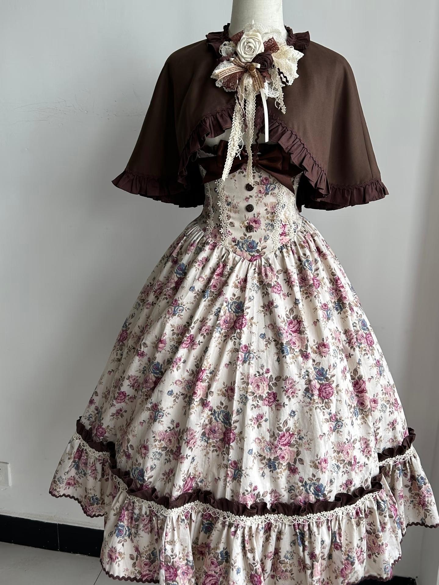 Alice in the Mirror - Albion Reverie - Floral Printed Old School Lolita JSK, Bust-Supporting Dress 44299:802569