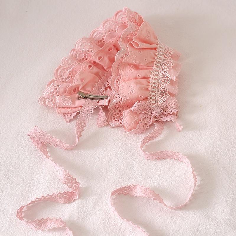 Xiaogui - Sweet Lolita Headdress Pink & White Lace Hairband