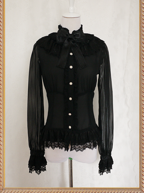 Chiffon shirt outlets doll collar long-sleeved s