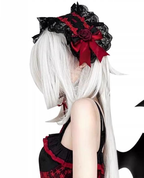 OCELOT - Gothic Lolita Headband Black Red Rose Lolita Hairband