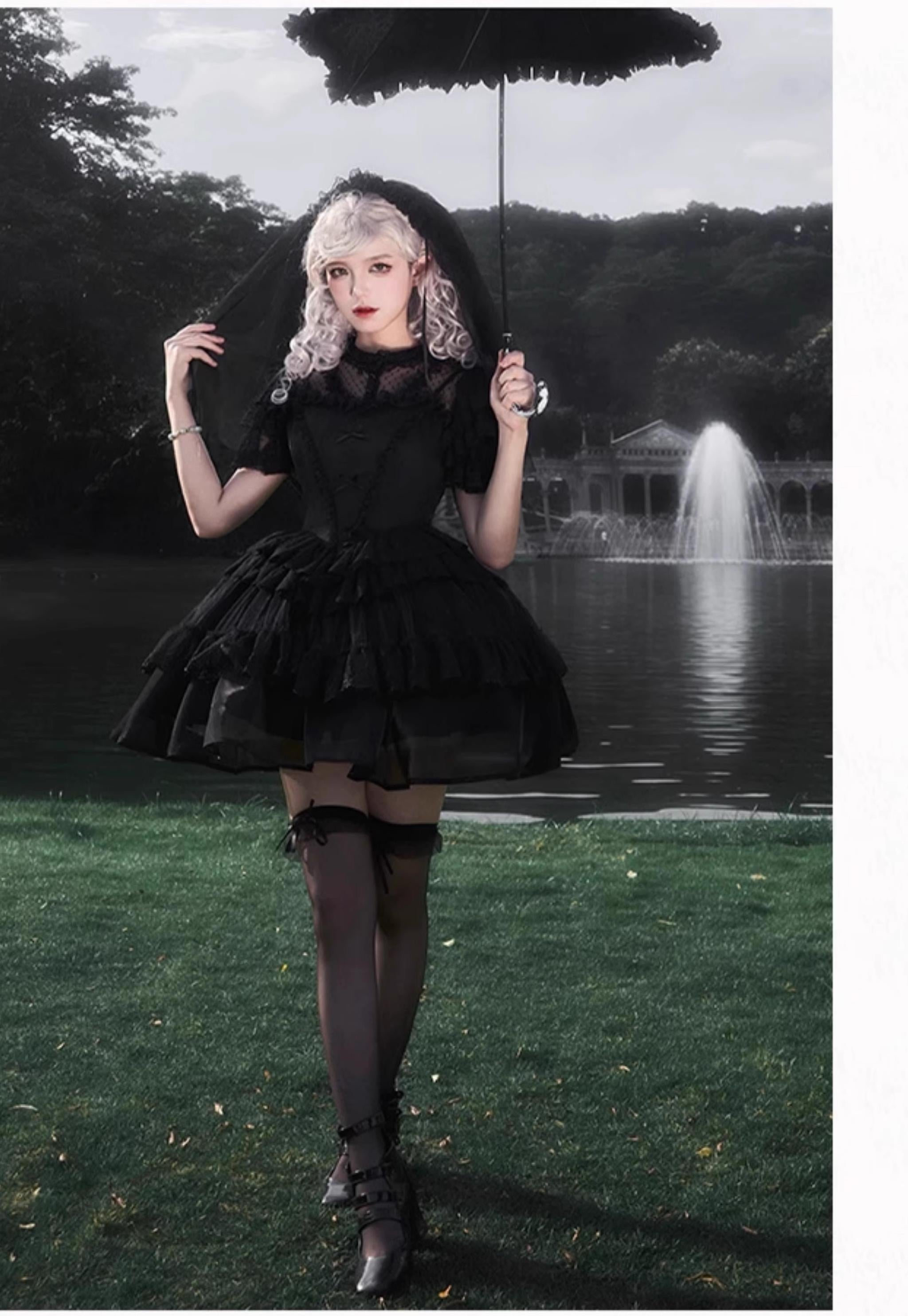 With PUJI - Ivory Tower Enhance - Elegant Lolita JSK Dress Tiered Drawstring OP 38798:601682