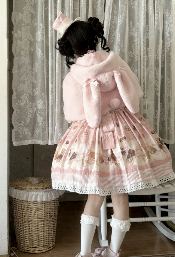 The Seventh Doll - Old School Lolita Cape Bunny Plush Short Coat