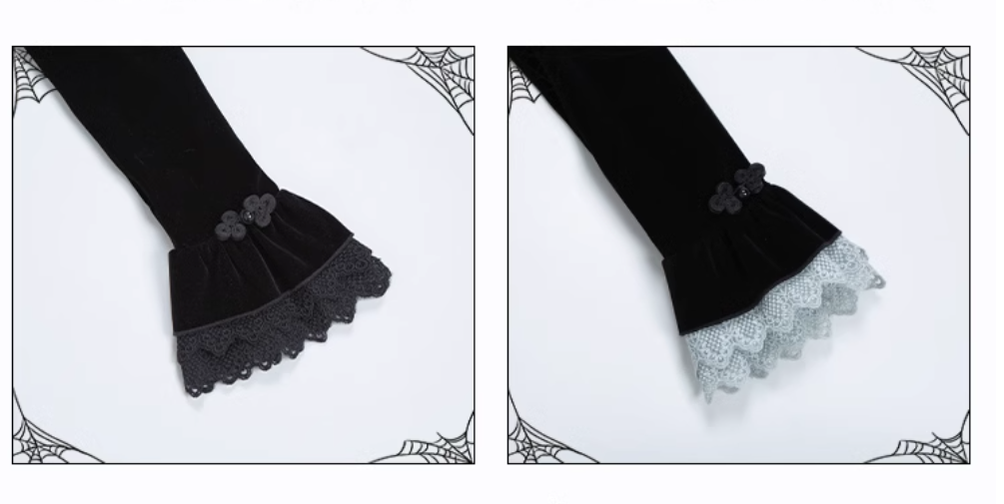 With Puji - Innocent Talk - Halloween Chinese Style Lolita OP Black-silver Gray Dress 39966:645934