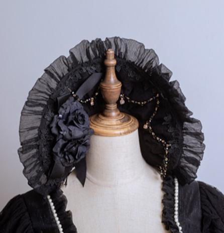 Waltz - Classic Lolita Accessories, Long Mesh Trailing BNT Only Black