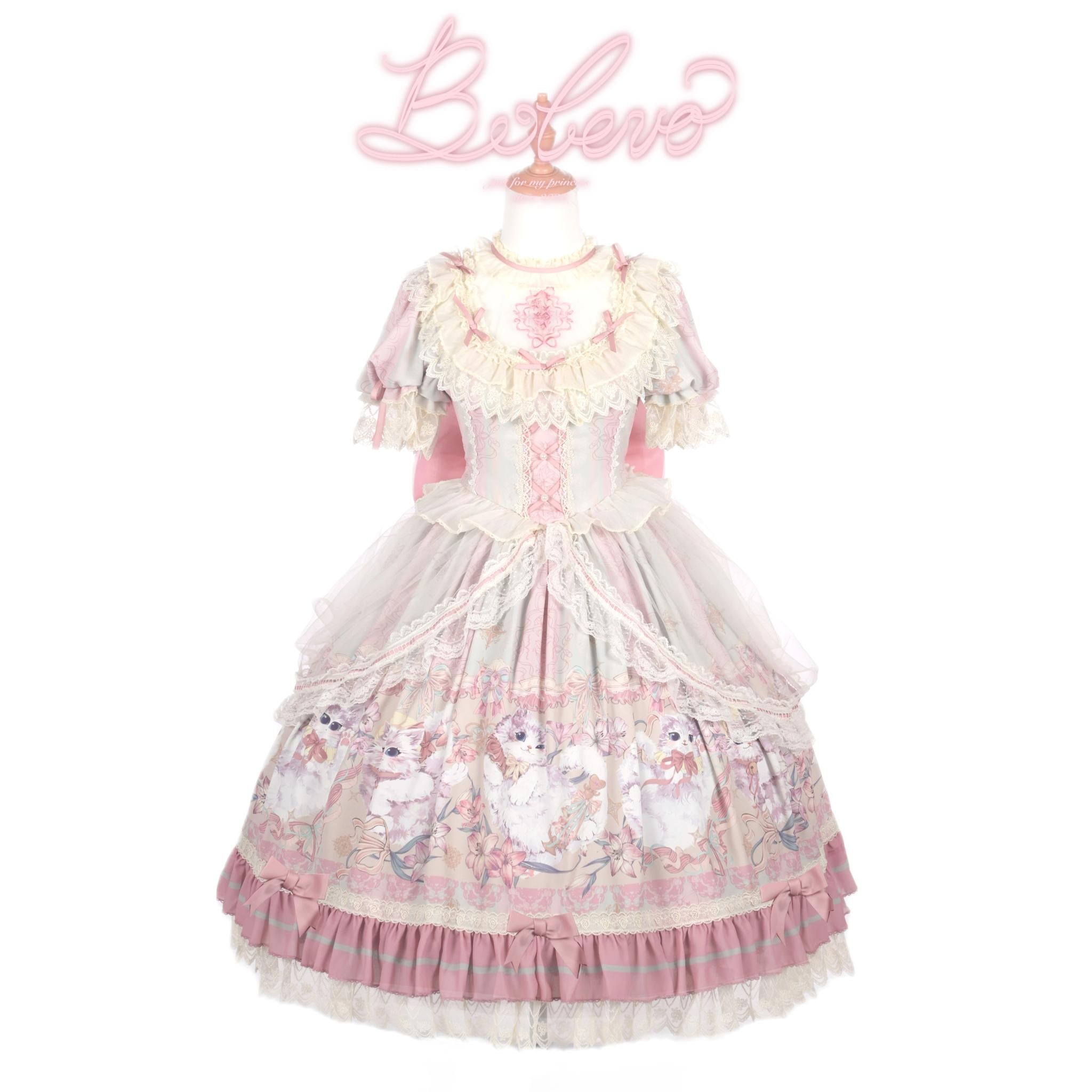 Bolero~Liliana Cat~Sweet Lolita Gorgeous OP Dress with Soft Lace & Organza (L M S XL XS) 42986:760630