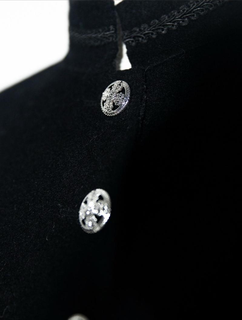 Cain and Lilith - Wool Gothic Lolita Long Coat, Cross Details