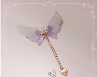 Pearl Rabbit Handmade - Halloween Gothic Lolita Bat Wings Shaped Side Clips light purple angel wings