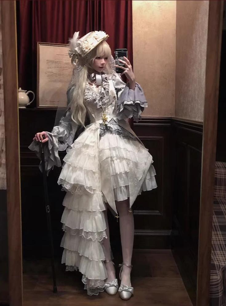 Genesis and Armageddon - Gothic Lolita High-low Hem Shirt, Boning SK