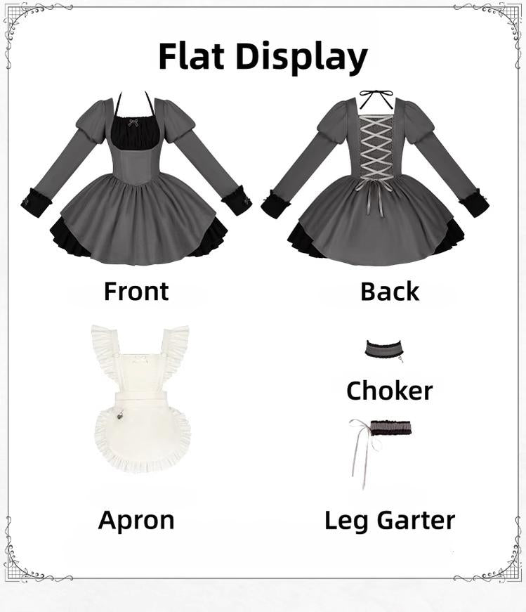 With PUJI - Suki - Maid Lolita OP Set, Detachable Apron, Juliet Sleeve 44273:802759