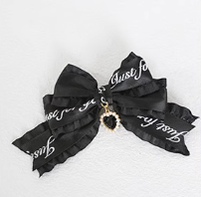 Xiaogui - Sweet Lolita Ribbon Bow Hair Clips letters black fish mouth clip