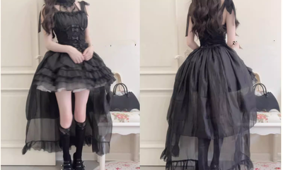 Original Design~Heart Flutter Love~Sweet Lolita Accessoriy Set and Inner Wear Multicolors double-layer veil black 