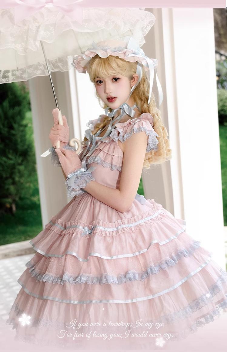The Seventh Doll - Summer Evening Banquet - Sweet Lolita JSK with Tiered Ruffle Design and Hat 42722:750925