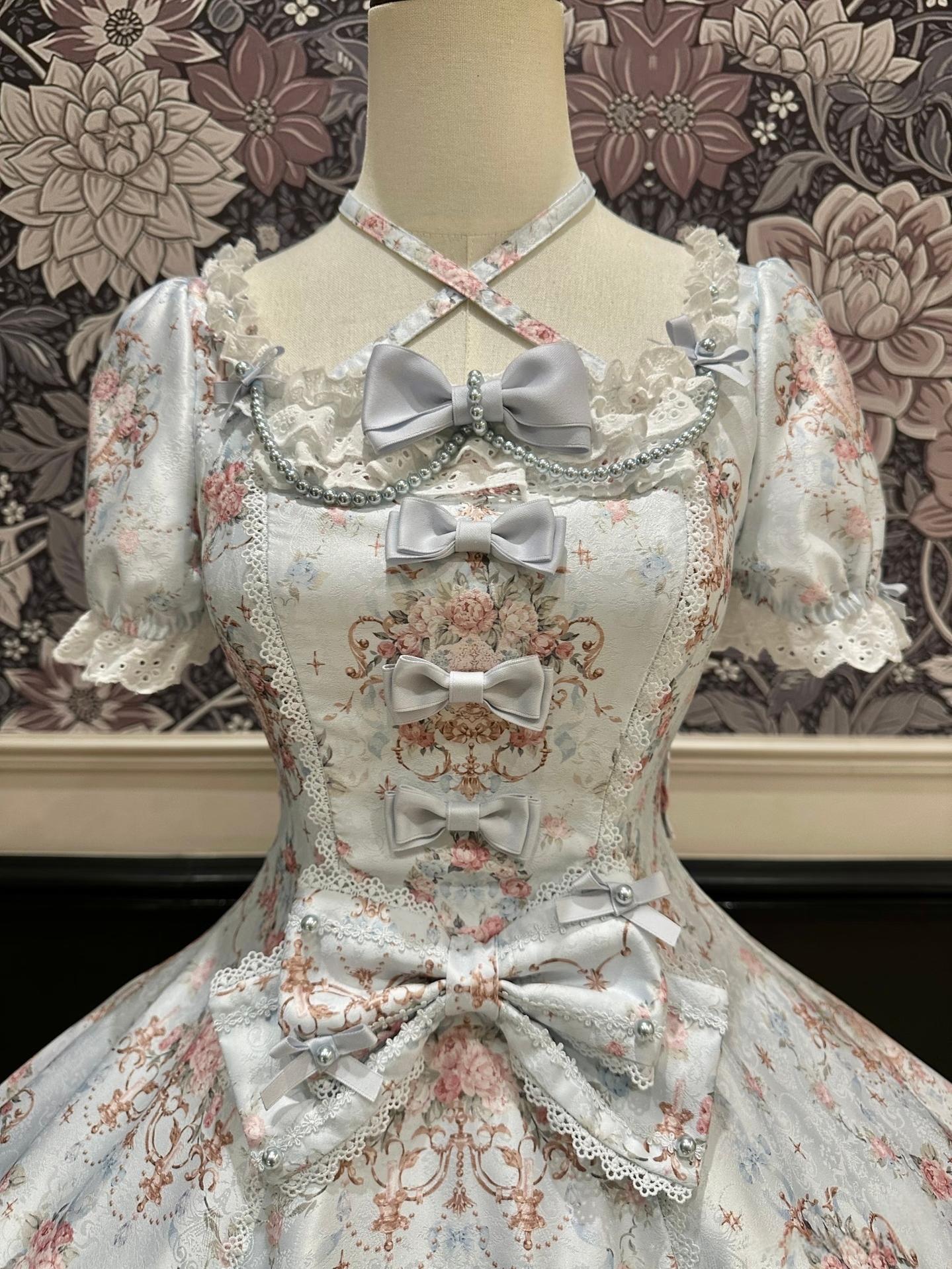 Mengfuzi - FLower in the Mirror - Old-School Lolita Bodice & SK Set, Short-Sleeved OP 44280:802297