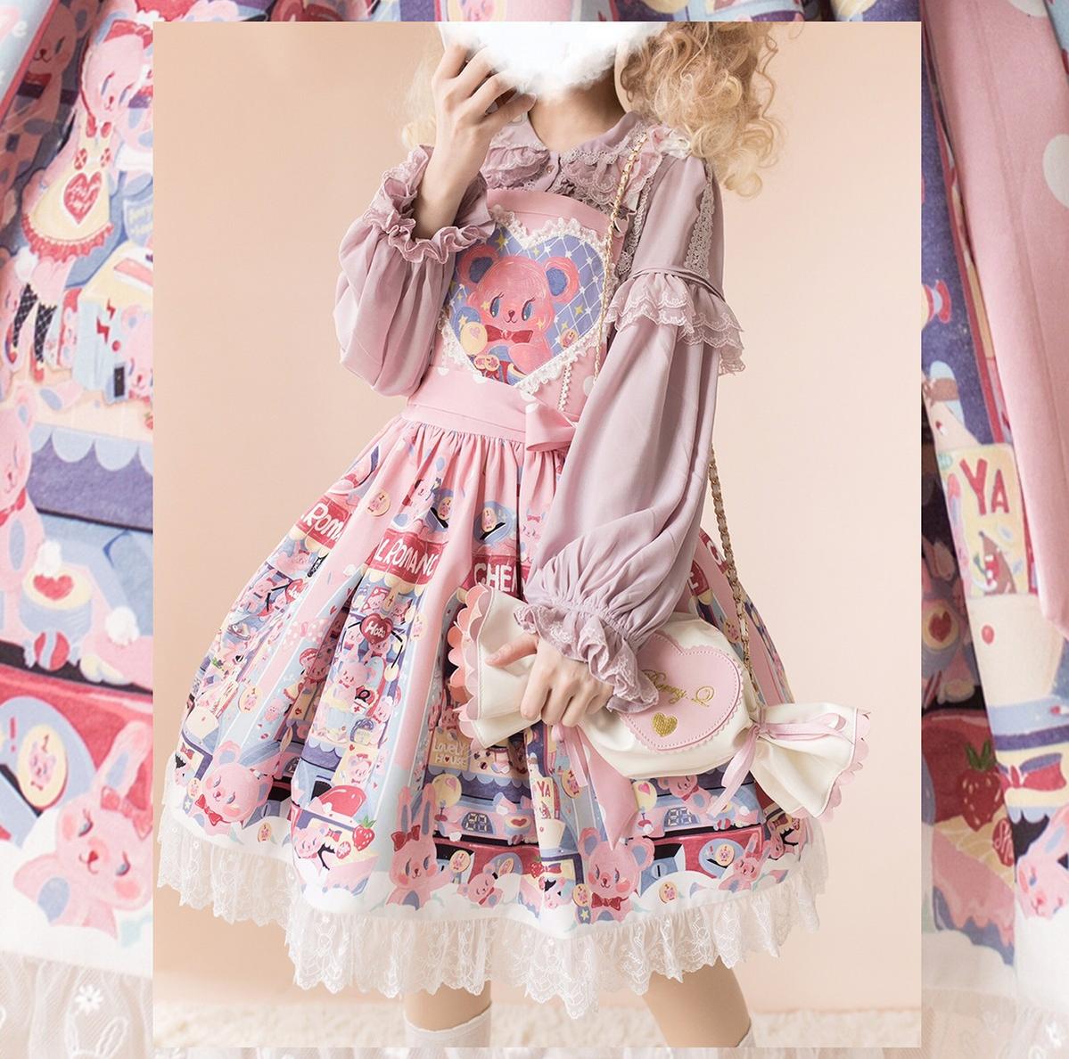 Chemical Romance - Sweetheart Doll Machine - Sweet Lolita Printed Salopette