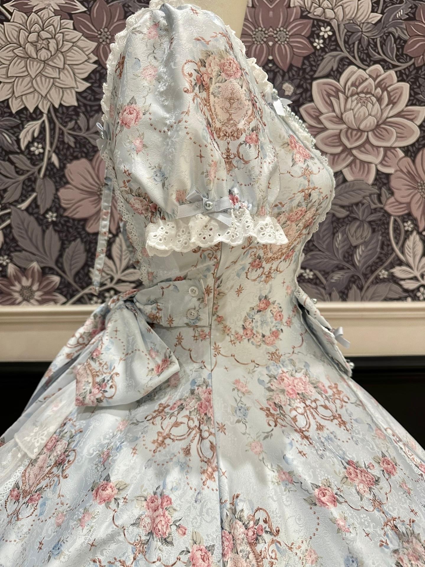 Mengfuzi - FLower in the Mirror - Old-School Lolita Bodice & SK Set, Short-Sleeved OP 44280:802298