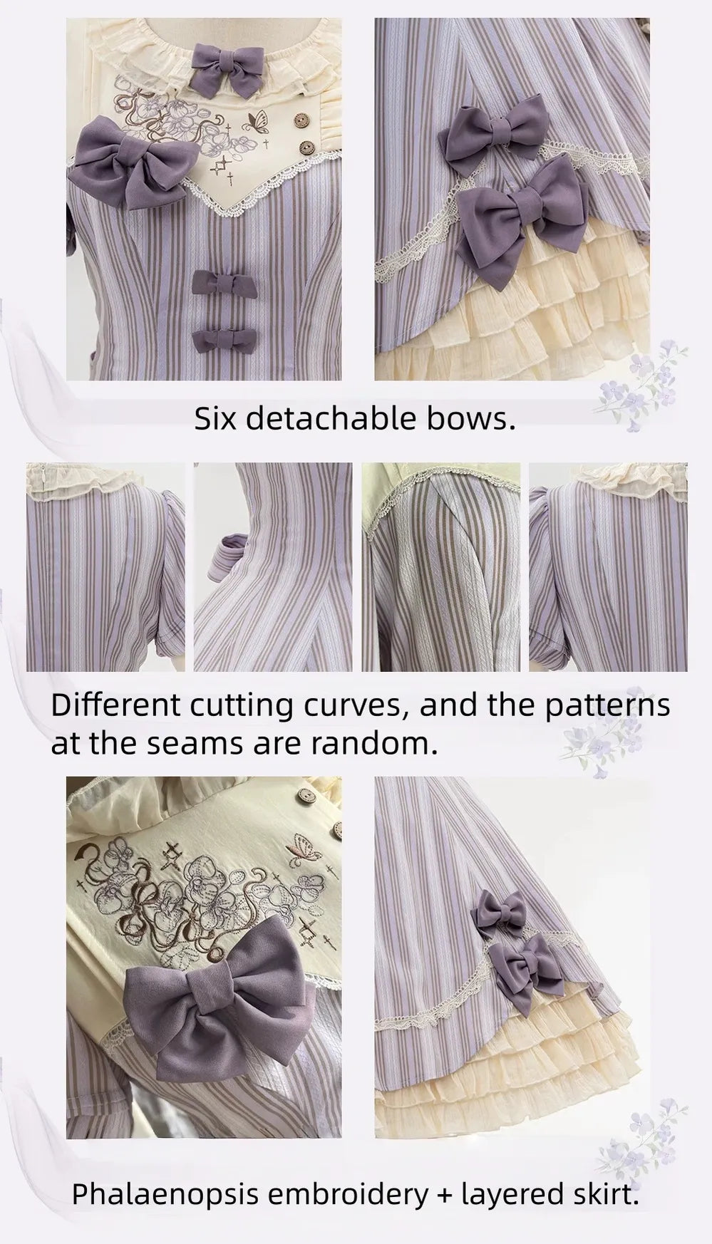 Phalaenopsis - Classic Lolita Phalaenopsis Embroidery OP, Detachable Sleeves