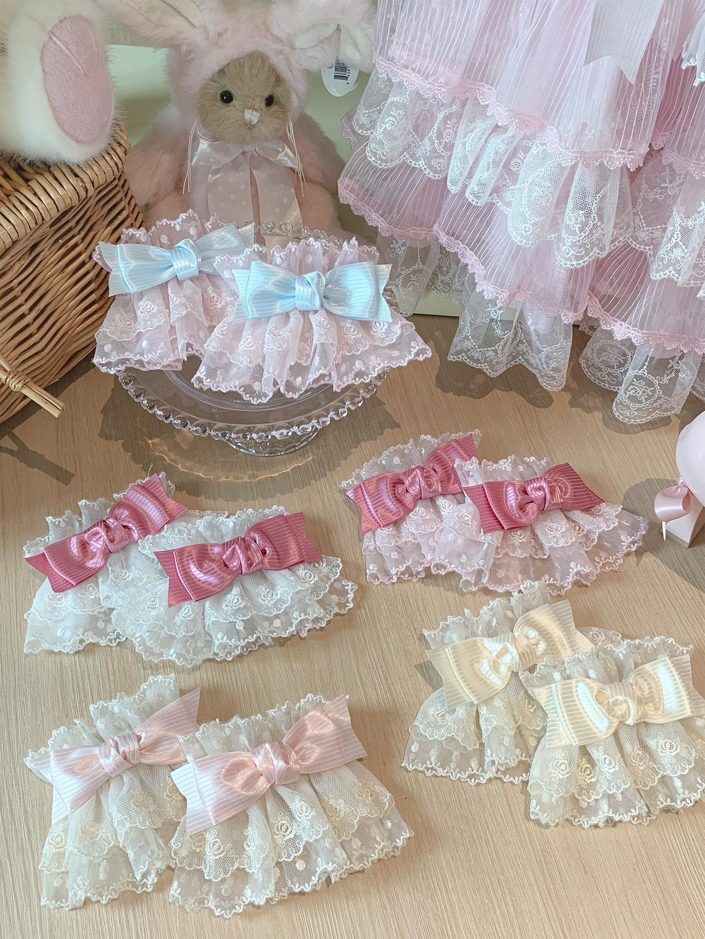 Sweet Lolita Lace Bow Cuffs, Elastic Design 45859:865630