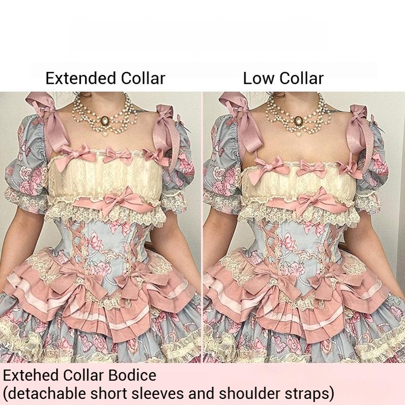 Sweet Wood - Jewel Rose - Plus Size Sweet Lolita Skirt Set in Separate Pieces Extended Collar - Bodice Only S