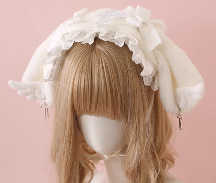 Xiaogui - Kawaii Lolita Hairband Plush Wings Headdress