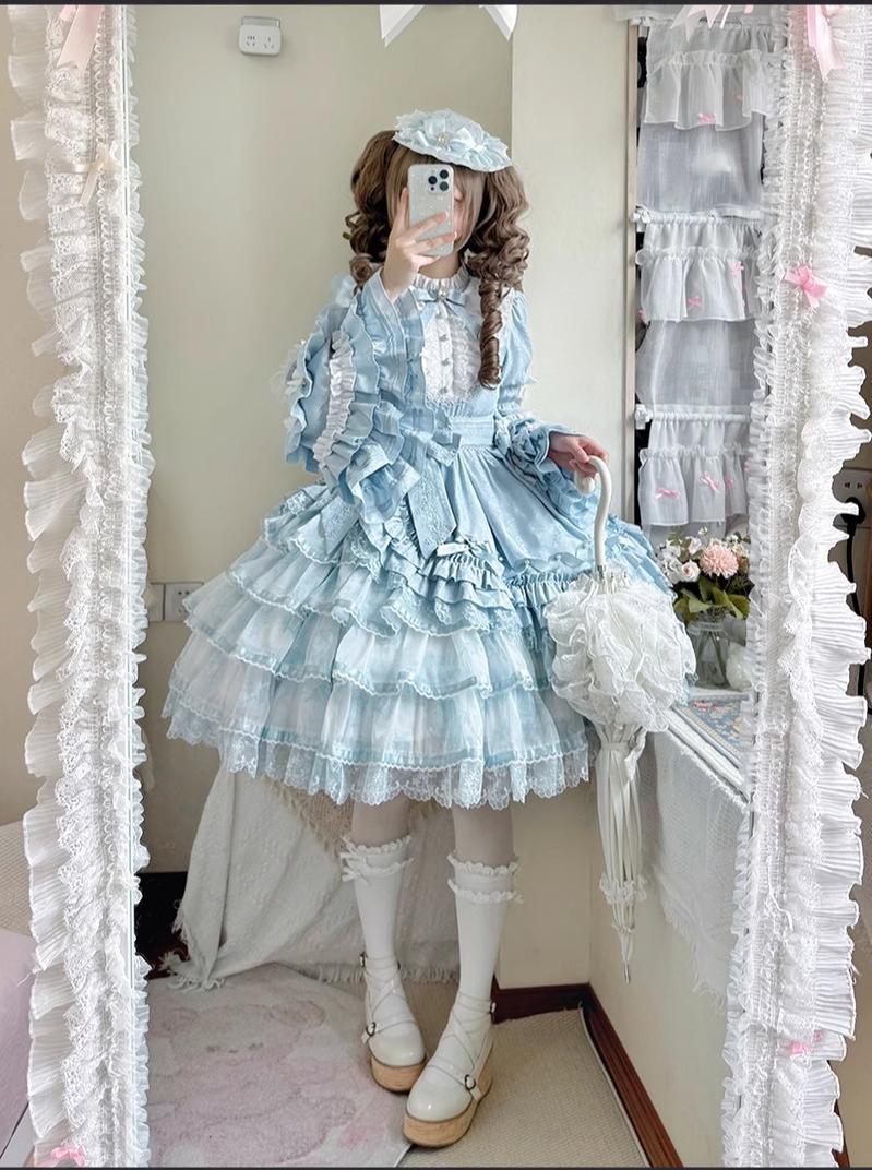 Buling Moon - Solo Puppet - Sweet Lolita OP Dress with Princess Long Sleeves