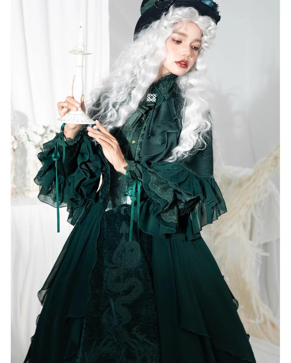 ZJstory~Dragon Bone Cemetery~Gothic Lolita JSK Set with Dragon and Snake Skeleton Embroidery 42699:750636