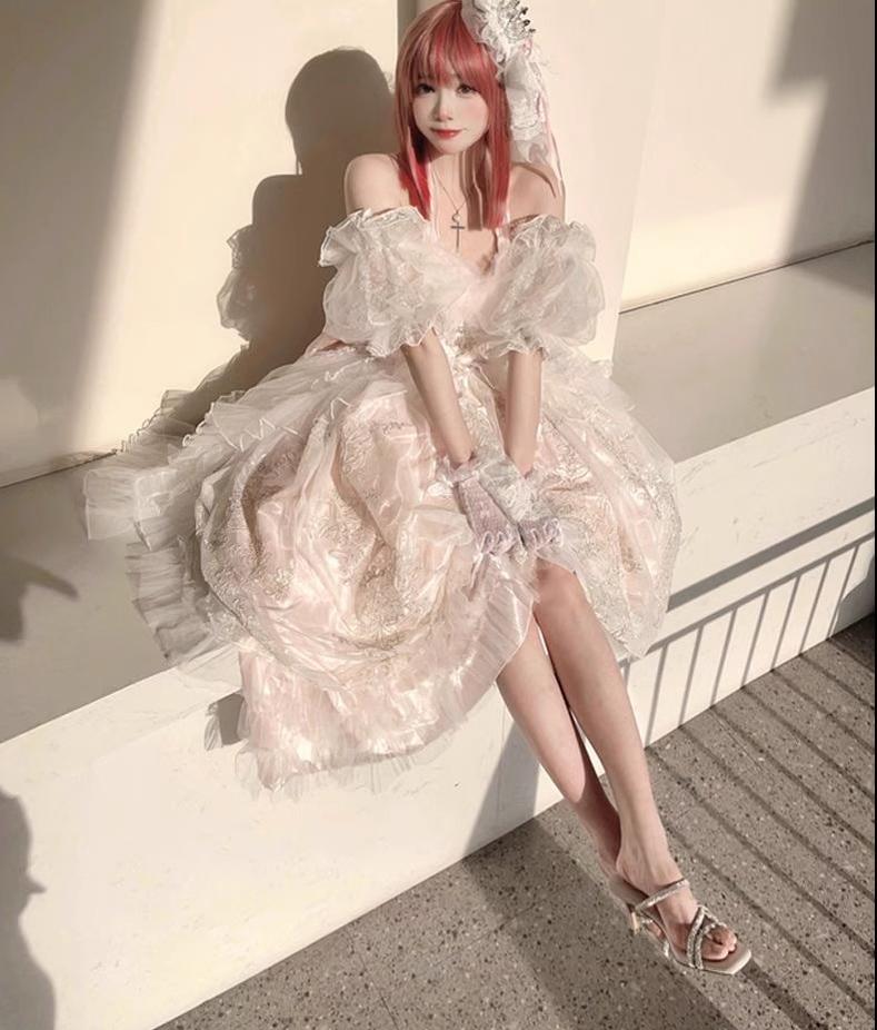 Daydream Whisper - Endless Summer - Bridal Wedding Lolita JSK Open-Back Dress 43043:776264