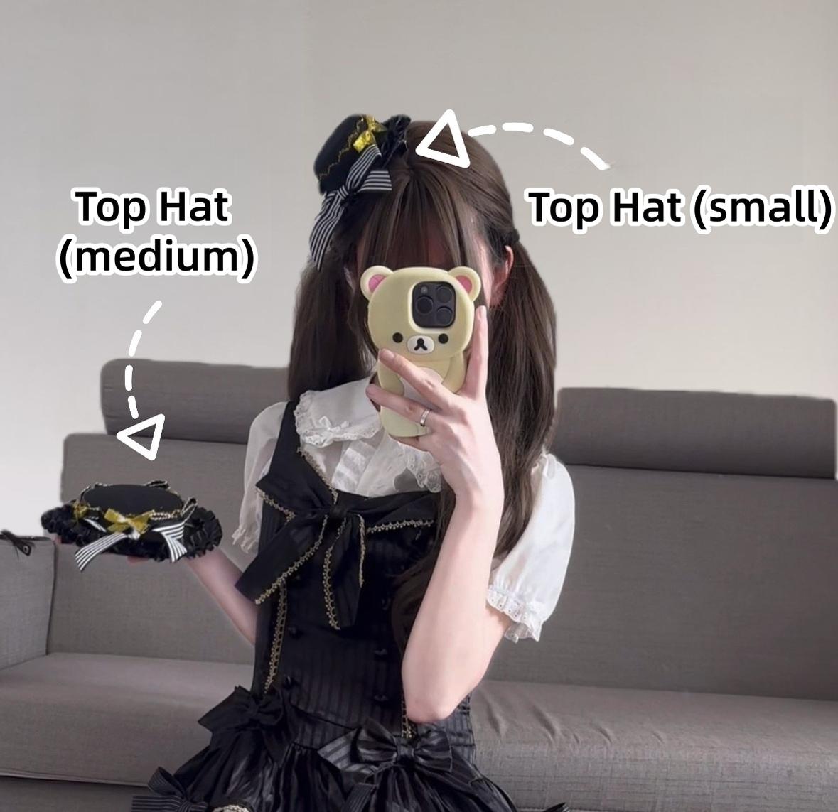 Tiger in Autumn - Kawaii Lolita OP Dress Set, Tiger Print A Black and Gold Top Hat (medium) S