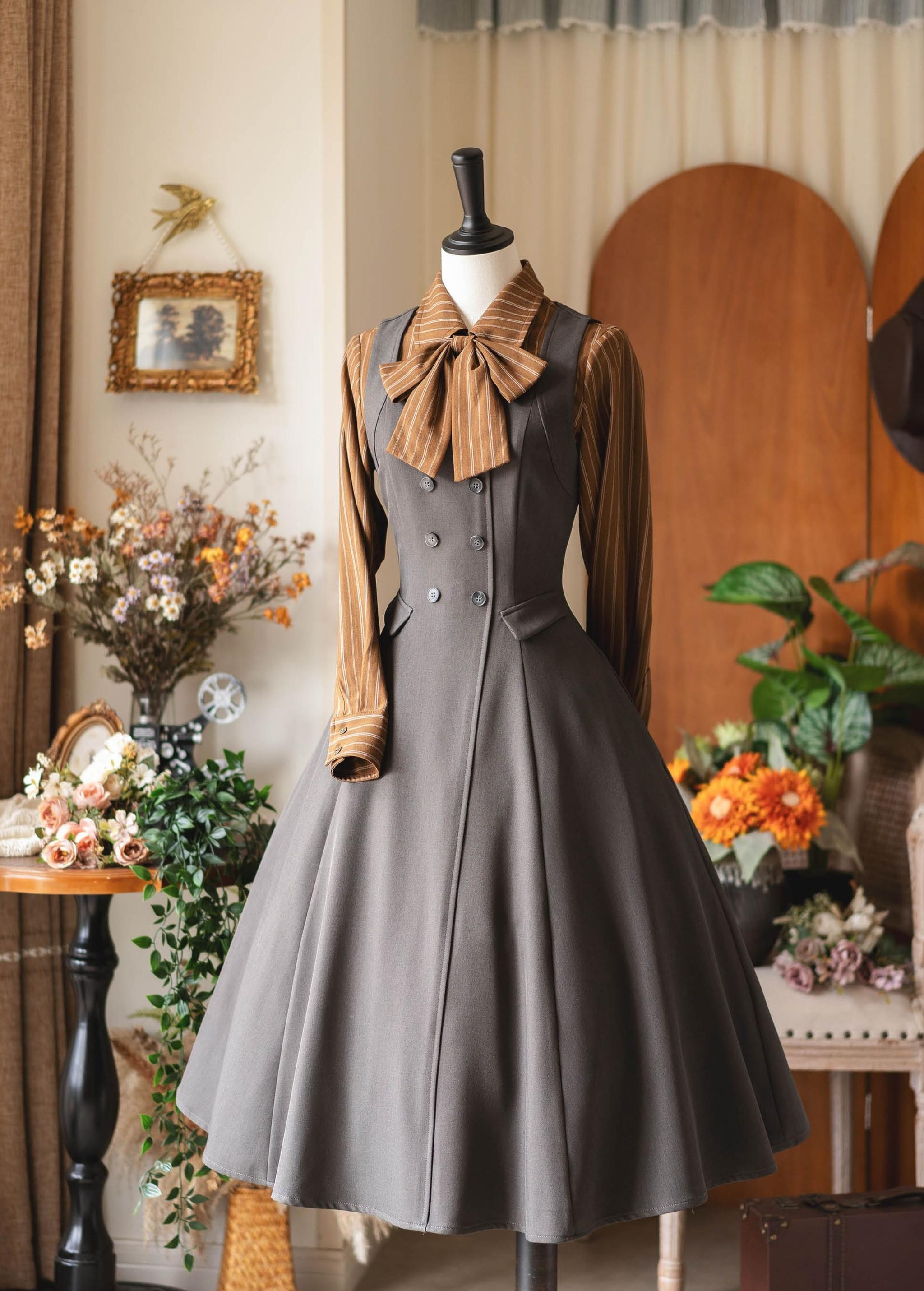 Forest Wardrobe - Foggy Forest - Elegant Lolita A-line JSK Dress, Side Pockets 44271:801678