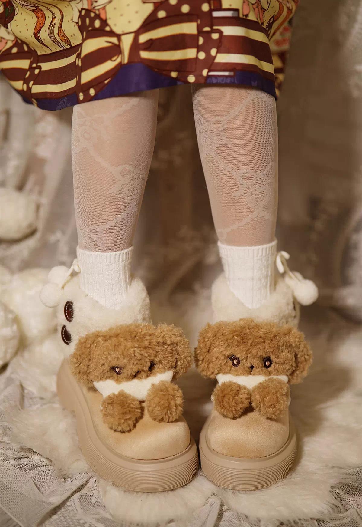 Sheep Puff - Fluffy Zoo - Fluffy Sweet Lolita Snow Boots, Animal Decorations 44263:801764