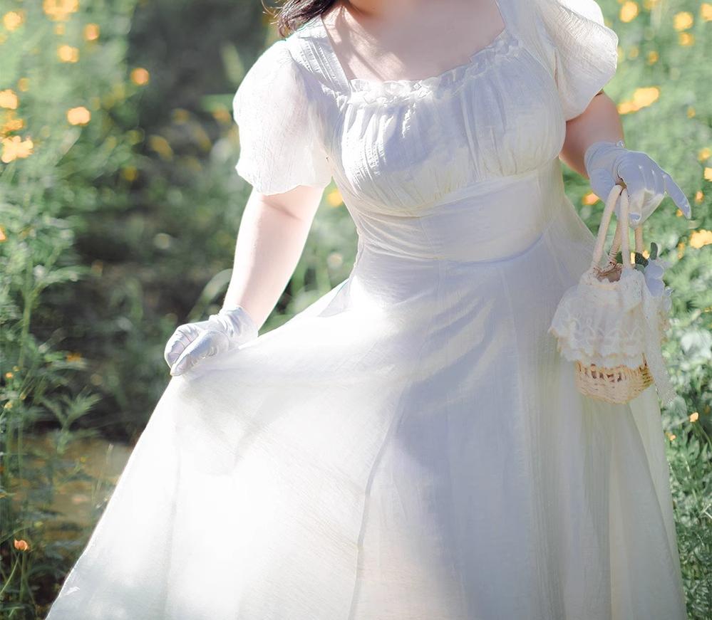 Forest Wardrobe - Forest Gallery - Classic Lolita OP Dress Vintage Cake Tail Dress S White