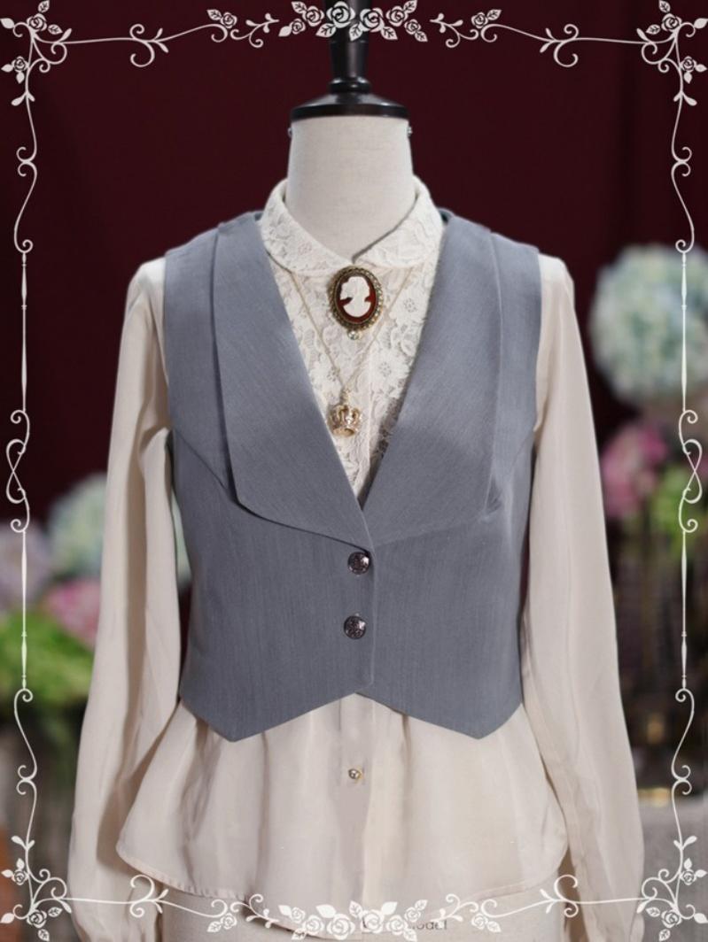 Tiny Garden - Old Love Songs - Lolita Elegant Vintage SK and Waistcoat S-waistcoat only medium grey