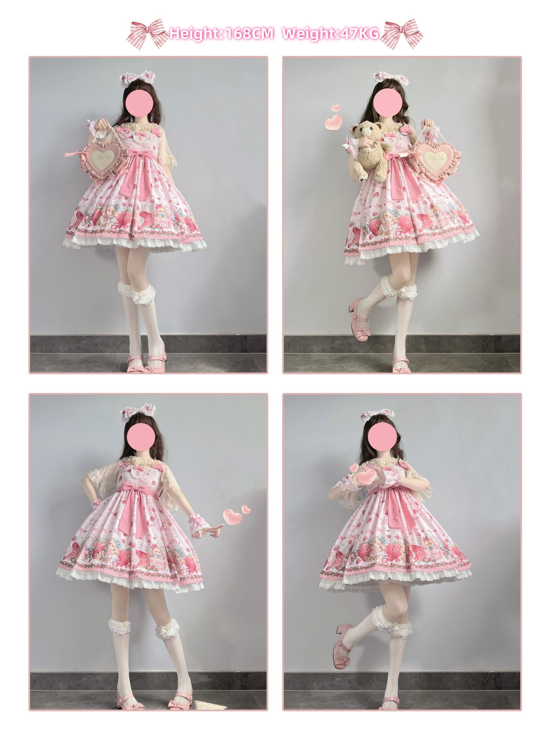 Polaris Lolita - Rabbit Berry Gift Box - Sweet Pink Lolita JSK Dress, Bunny & Straberry Print 44382:806037