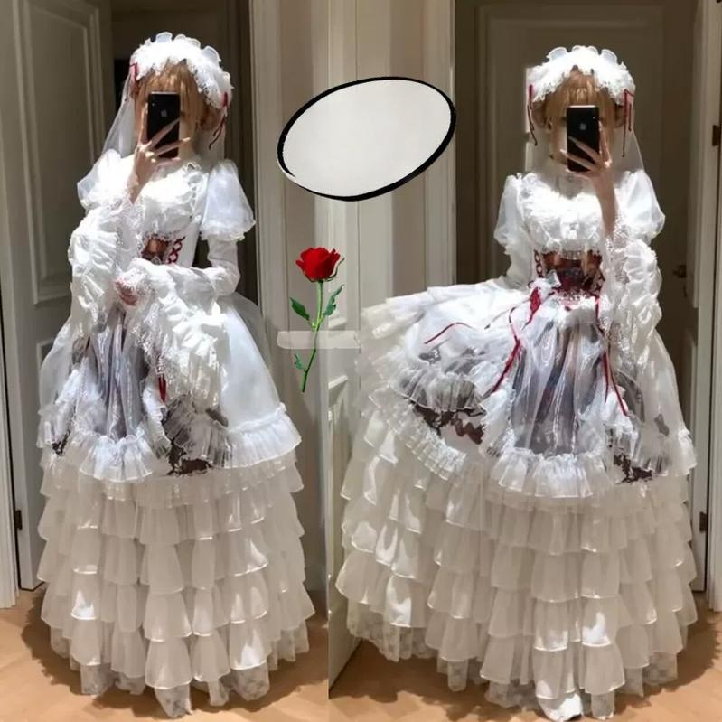 Wedding Lolita Long Volume Underskirt, Layered Ruffles 46117:875484