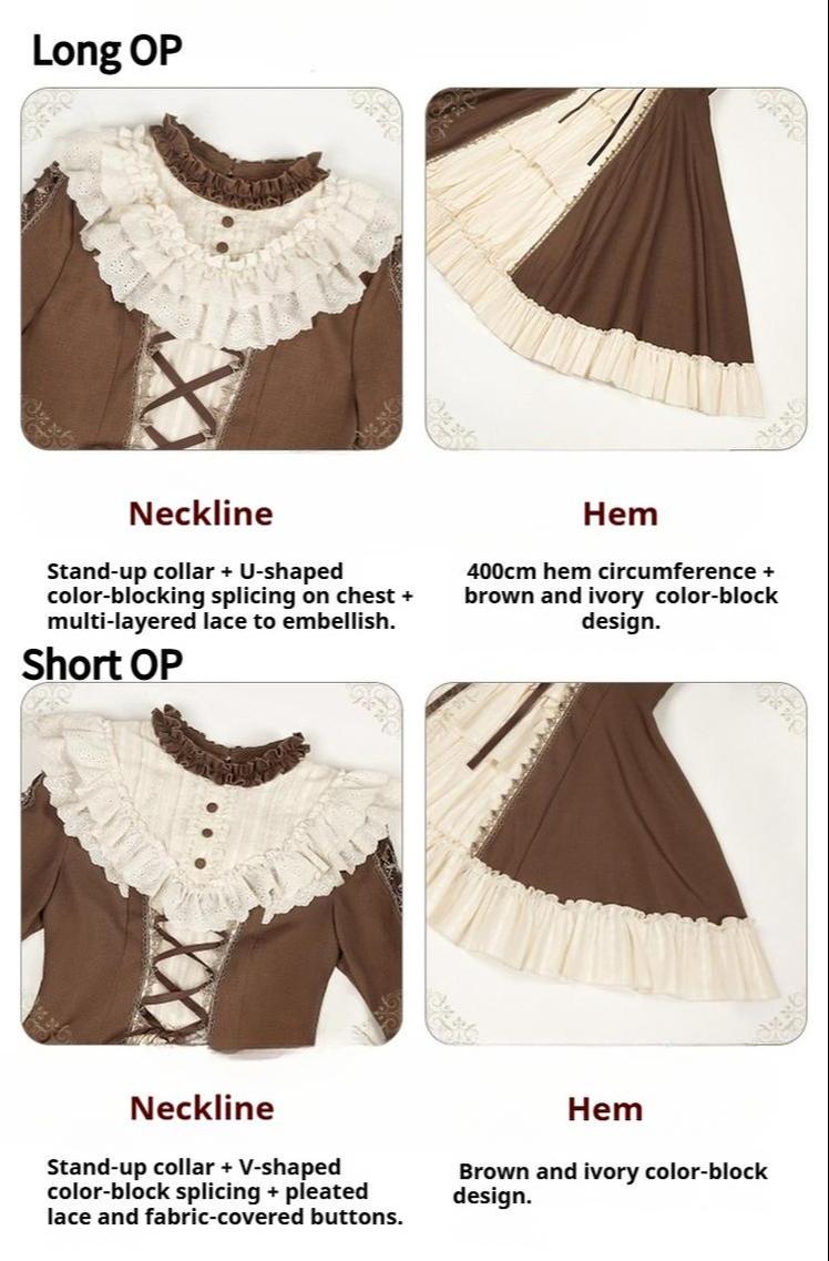 With PUJI - Walnut Box - Classic Lolita OP Dress Suit, Flared Sleeve 43834:786866