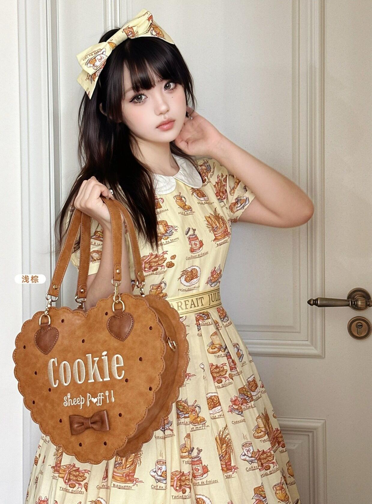 Bear Cookies - Kawaii Lolita Bag, Embroidery & Bow