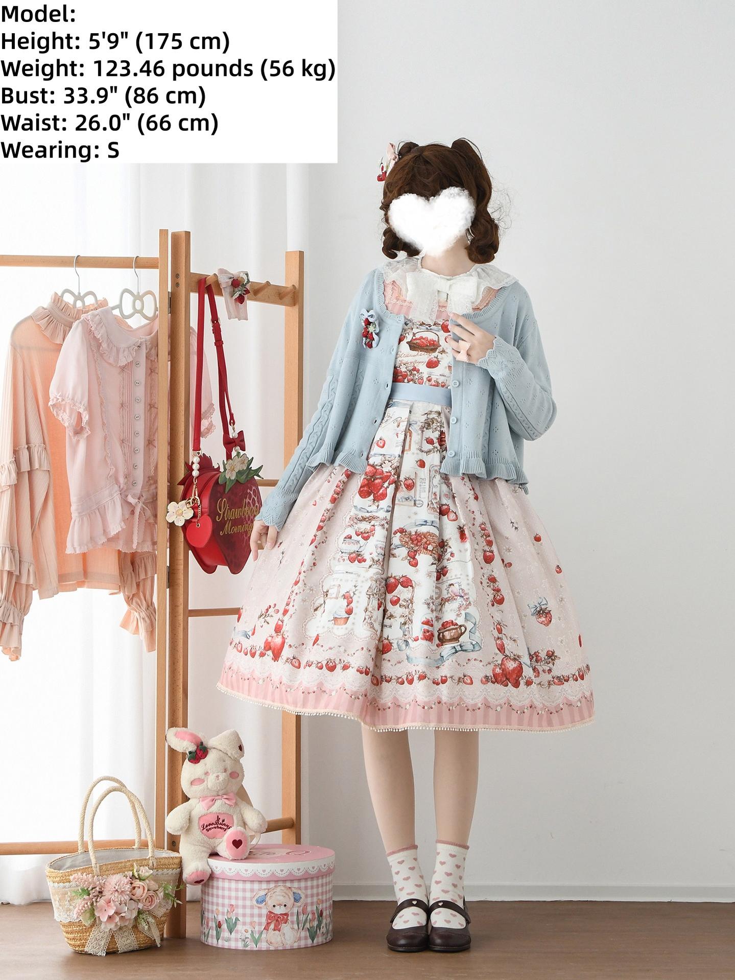 Strawberry Manor - Printed Sweet Lolita JSK Dress, Box Pleats 45025:832962