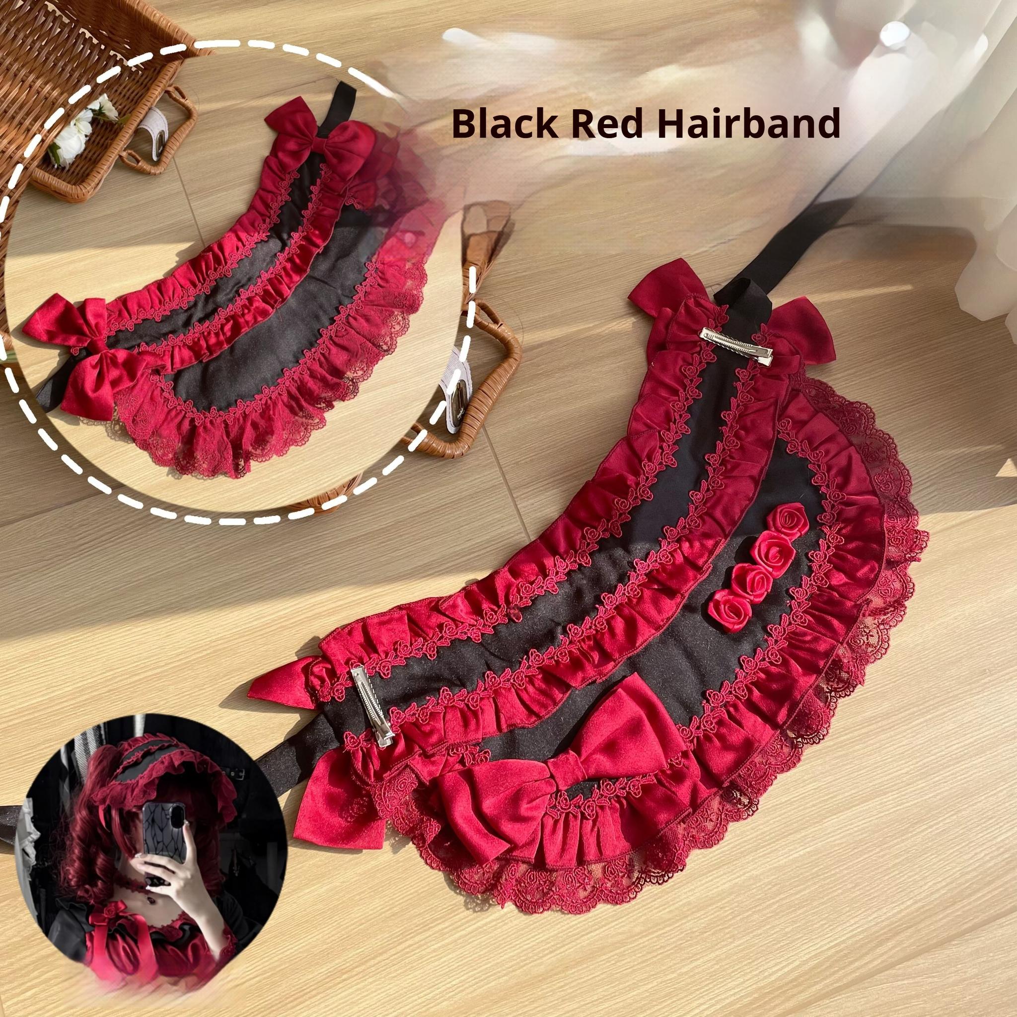 Uncle's Workshop - Stacked - Lolita Accessory Set Hairband Bow Trailing Brooch Choker 41626:707384