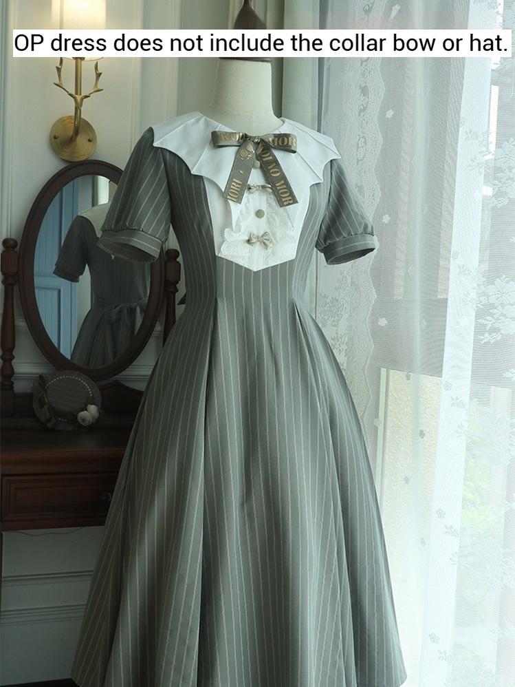 Forest Fluorescent Carps - The Rain of London - Elegant Lolita OP Dress, Bat Wing-Shaped Neckline (2XL L M S XL) 43531:778506