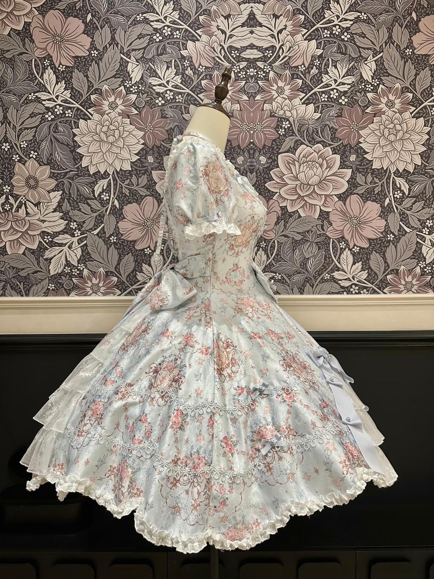 Mengfuzi - FLower in the Mirror - Old-School Lolita Bodice & SK Set, Short-Sleeved OP 44280:802302