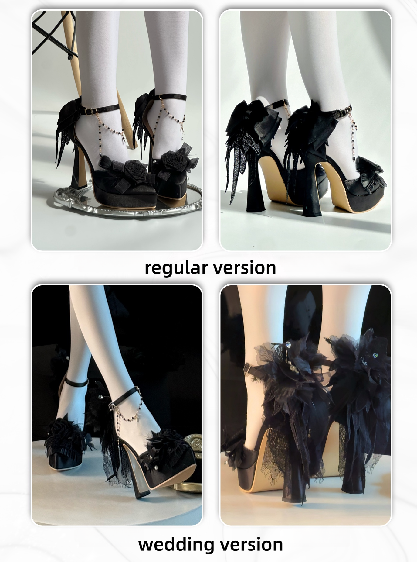 Feather Spirit - Classic Lolita Heel Shoes, Feather Decoration 44798:823029