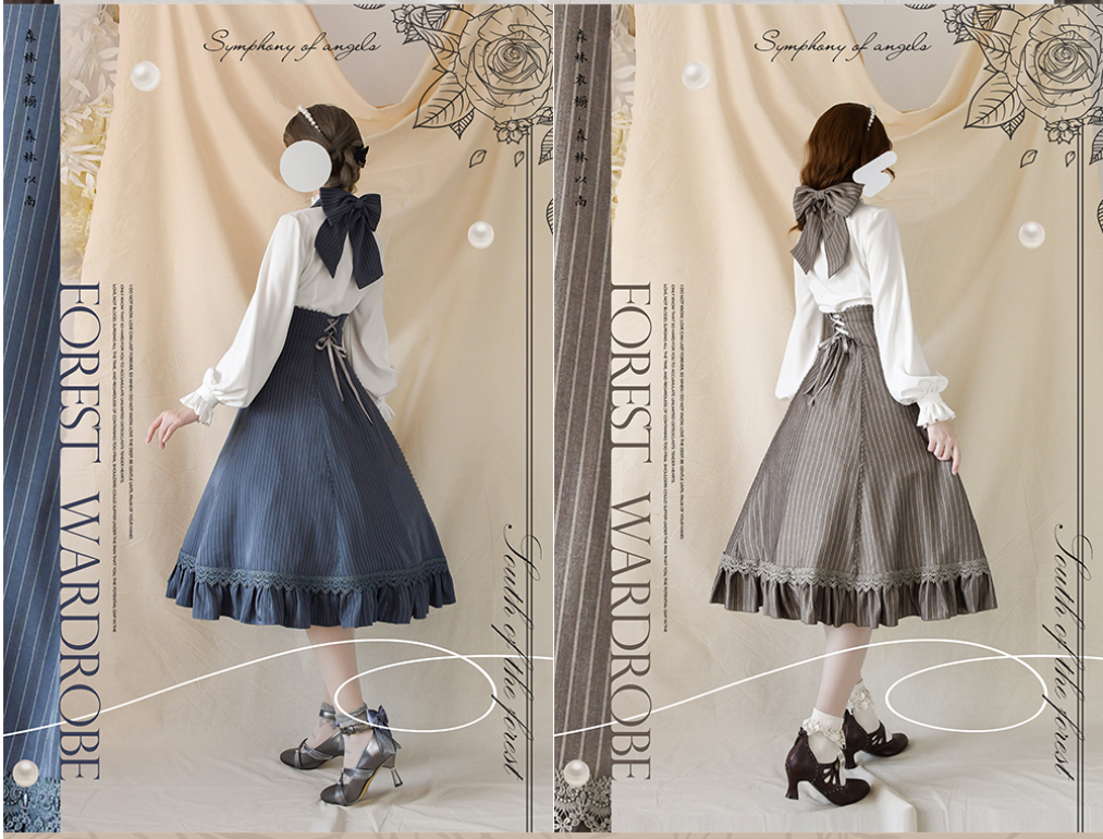 Forest Wardrobe - South of the Forest - Vintage Lolita Halter JSK Dress, French Style Blouse 44379:806063