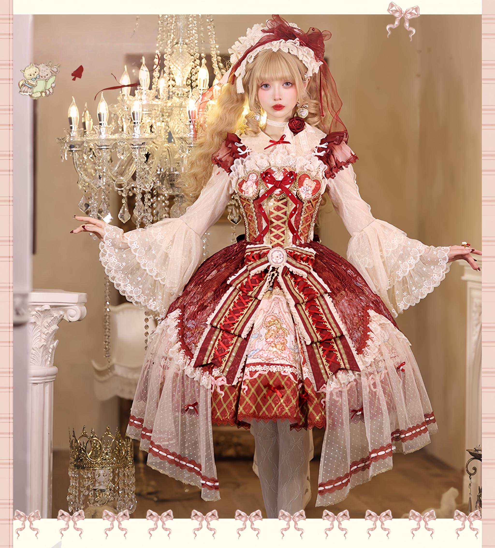 YingLuoFu - Doll Fantasy Box - Sweet Lolita JSK Dress & Tulle Blouse Set 44261:801984
