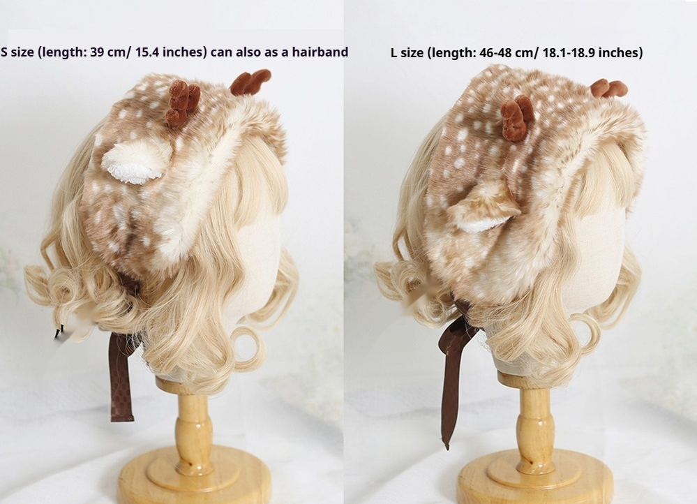 Xiaogui - Deer Spot - Kawaii Lolita Warmer Hat Japanese Sweet Deer Earmuff Hat