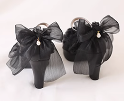 Xiaogui - Gothic Lolita Black Lace High Heels